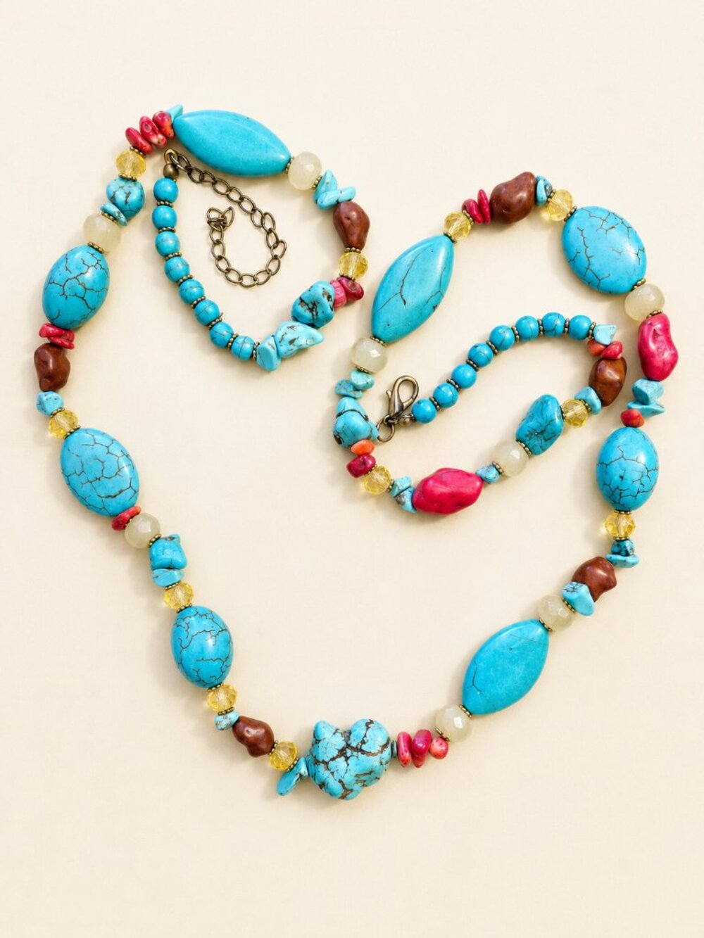 Turquoise/Red Beaded Necklace
